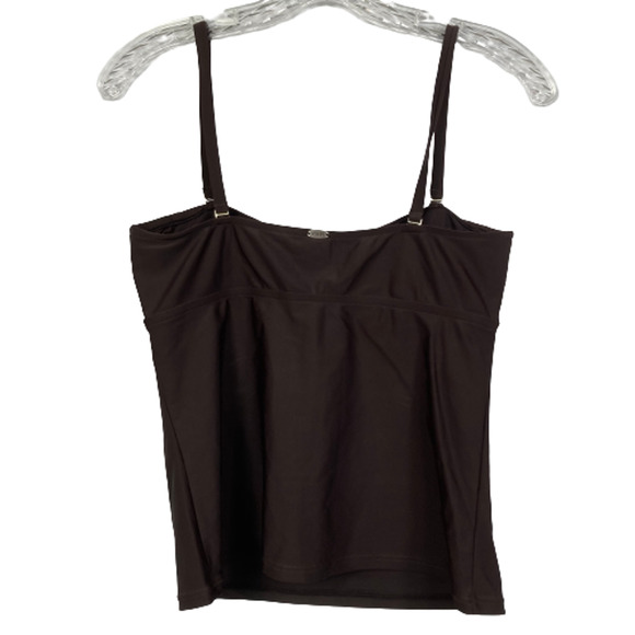 Sunsets Swim Top Womens Sz M Brown Twist Front Stretch Adjustable Strap Tankini - Picture 3 of 6